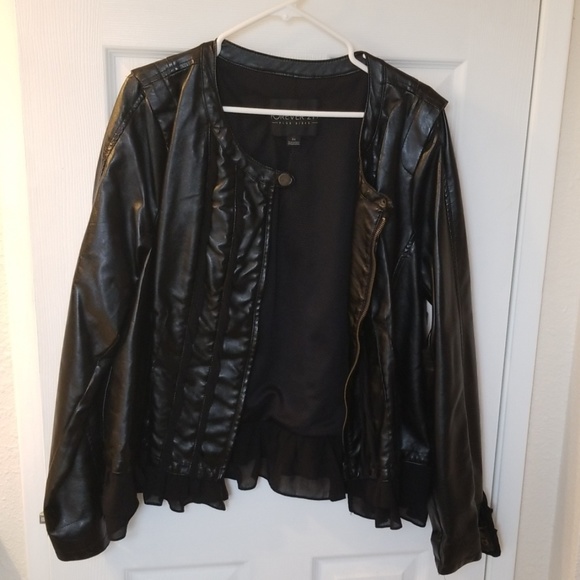 Forever 21 Jackets & Blazers - Faux Leather Jacket with Ruffles